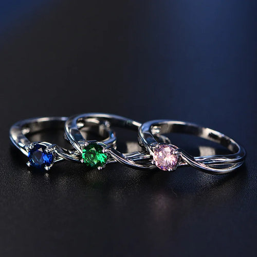 Moissanite Amethyst Silver Ring Blue Sapphire Ring Silver