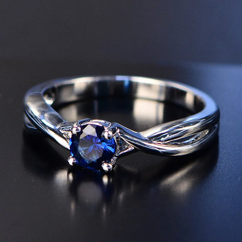 Silver 925 Jewelry Aquamarine Round cut Rings For Women Engagement Rings