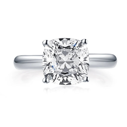 3.5 CT Cushion Cut Moissanite Ring 925 Sterling Silver Engagement Wedding Silver Rings Princess