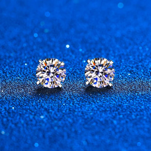 Real 0.4-4 Carat Moissanite Stud Earrings for Women Men Solid Round