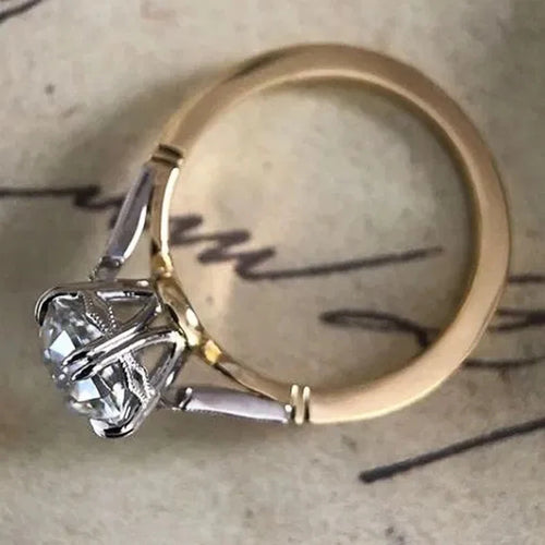 Huitan Understated Round Cubic Zirconia Rings for Women