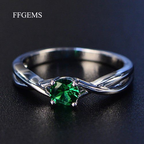 Silver 925 Jewelry Aquamarine Round cut Rings For Women Engagement Rings