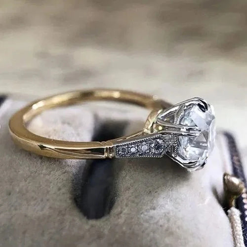 Huitan Understated Round Cubic Zirconia Rings for Women