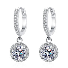 925 Sterling Silver 1 Carat Moissanite Round Earrings Daily