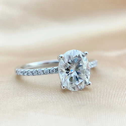 2CT 3CT Color Moissanite oval Rings for Women Lab Diamond Wedding Promise Band