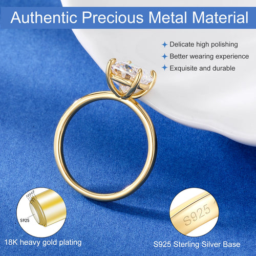 3ct Oval Moissanite Diamond Rings Women Sterling Silver Engagement Wedding