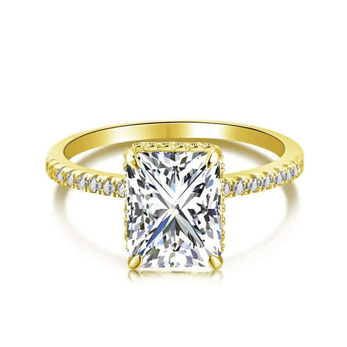 Radiant Cut Moissanite Diamond Ring 100% Real 925 sterling Silver Engagement Wedding .