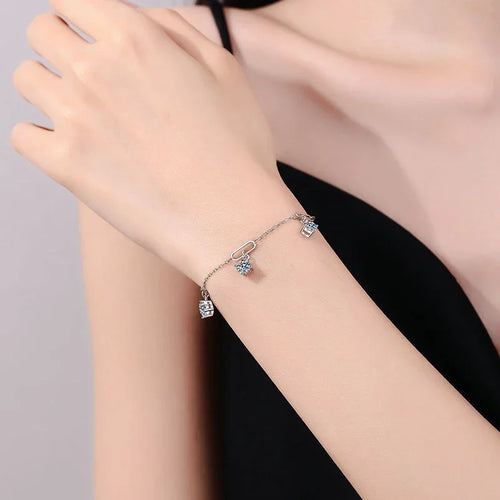 925 Sterling Silver with Gold Plated Lab Diamond Women
