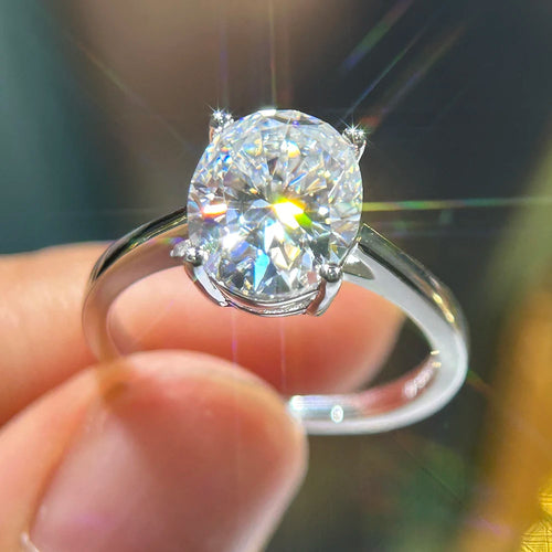 1-4CT Oval Cut Moissanite Rings for Women Sparkling Diamond