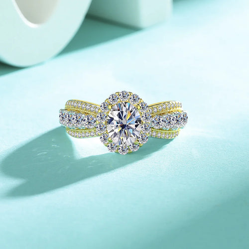 1.5 carat oval moissanite diamond ring
