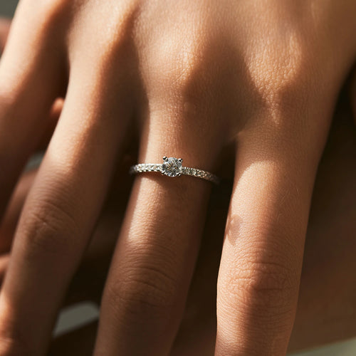 Moissanite Ring Delicate Square 925 Sterling Silver Lab Diamond Ring For Women Round cut