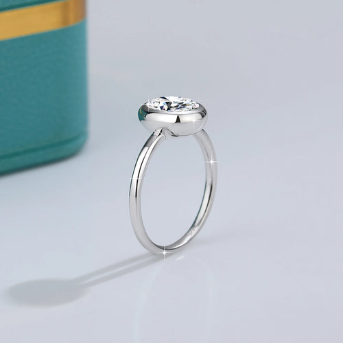 2CT Oval Moissanite Rings for Women Solid