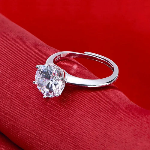 Sterling Silver 0.5-3 Carat 8.0mm D Color Moissanite Ring Round For Women