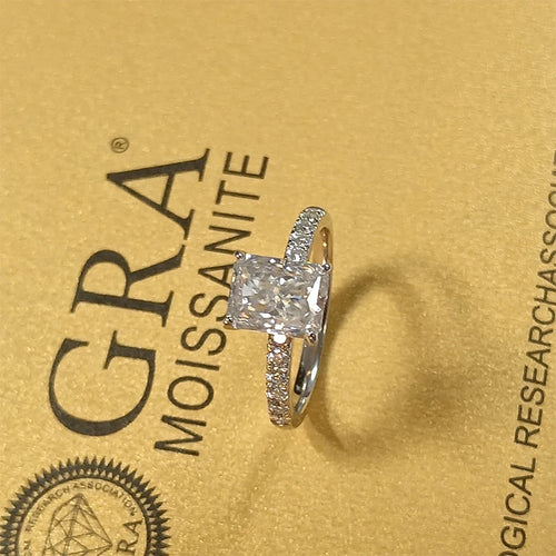 3ct D Color Radiant Cut Moissanite Engagement Ring for Women