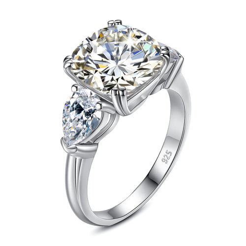 5ct Cushion Cut 3 Stone Moissanite Ring