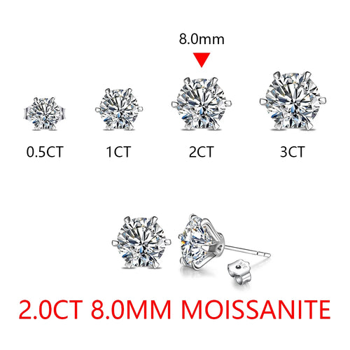 2.0 Carat Moissanite Gemstone Stud Earrings for Women