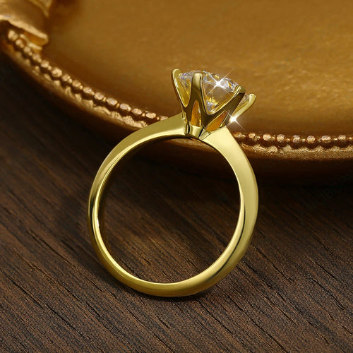 6 Prong Classic Trendy Solitaire Engagement Wedding