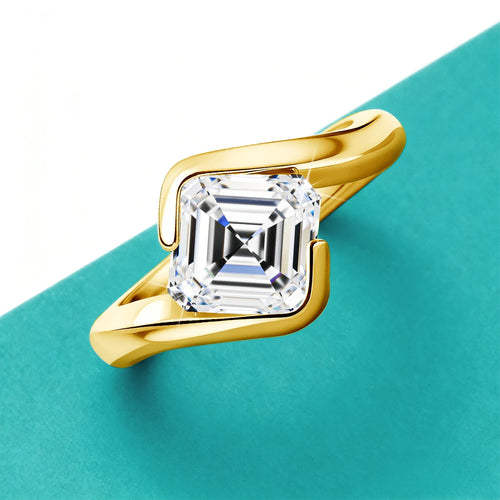 2ct Asscher Cut Moissanite ring 18k Gold plated for Women Asscher Cut