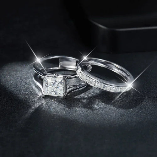 LinkerLove Princess Cut 1.5ct Moissanite Engagement Ring S925 Silver for Women