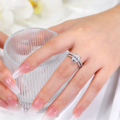3ct Cushion Cut 925 Sterling Silver Diamond Rings