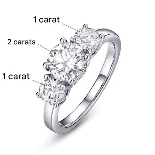 4 Carat Moissanite round cut Ring with Engagement Ring Wedding Band for Women