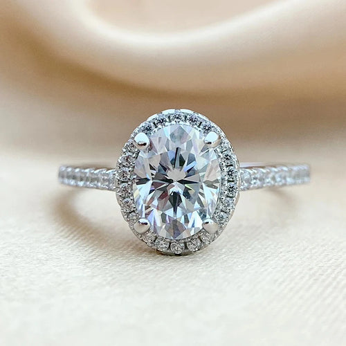 2CT 3CT Color Moissanite oval Rings for Women Lab Diamond Wedding Promise Band