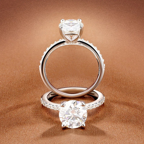3ct Round Moissanite Ring 18K White Gold Plated