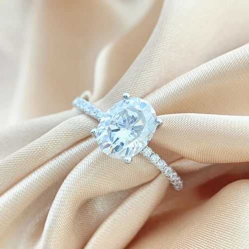 2CT 3CT Color Moissanite oval Rings for Women Lab Diamond Wedding Promise Band