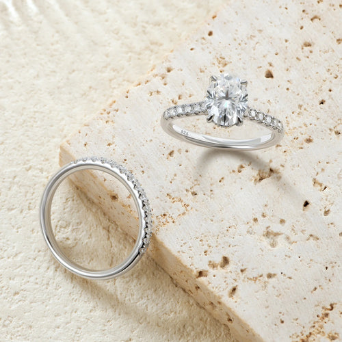 Newshe Moissanite Bridal Rings Set for Women Radiant cut