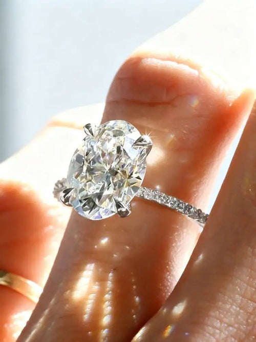 1ct Real Oval Moissanite Diamond Ring for Women