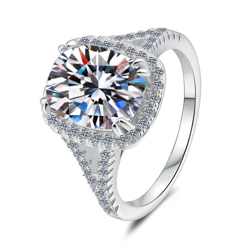 Moissanite 4 Carat PT950 Platinum Cushion-Cut Women's Ring