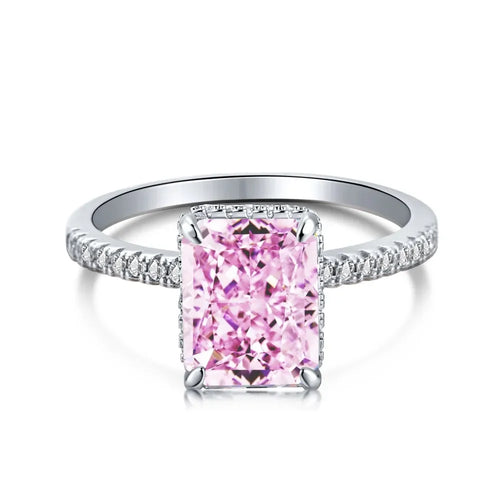 Radiant Cut Moissanite Diamond Ring 100% Real 925 sterling Silver Engagement Wedding .