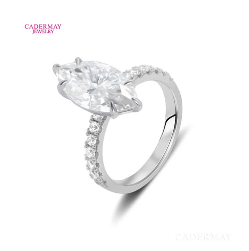 Marquise Cut Moissanite Ring Pave 1ct-6ct D VVS1 Moissanite Diamond