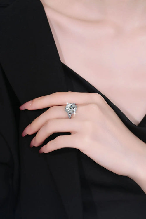 Moissanite 4 Carat PT950 Platinum Cushion-Cut Women's Ring