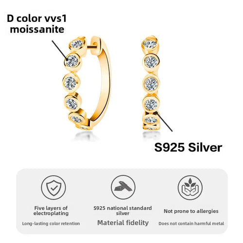 18K Gold Plated Moissanite Earrings for Women