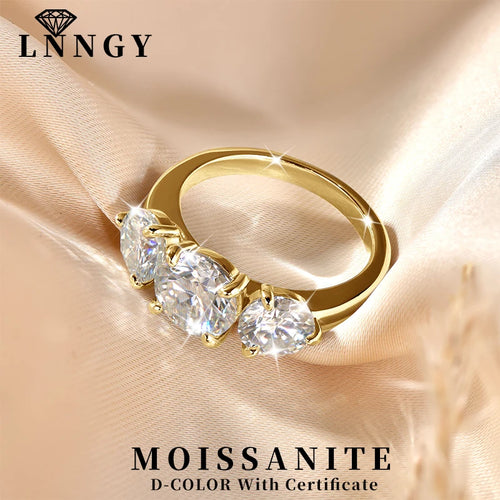 14K Gold Filled Three Stone Wedding Ring Sparkling Jewelry Gift Round cut