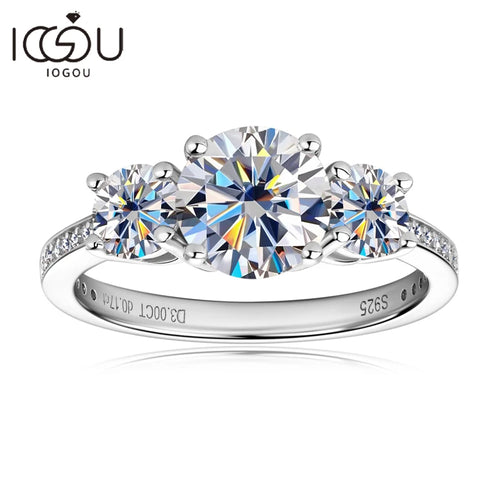 3.0CT D Color Moissanite Rings Women Jewelry Certified Round cut