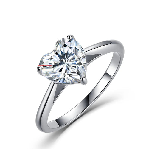 1/2/4CT Heart Cut Moissanite Engagement Ring with Certificate 925 Sterling Silver