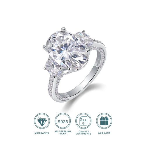 5 Carat Moissanite Ring – Oval Design, Sparkling Moissanite, Ideal for Engagements