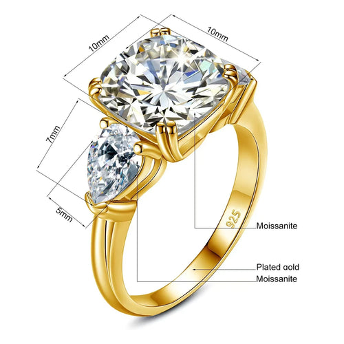 5ct Cushion Cut 3 Stone Moissanite Ring