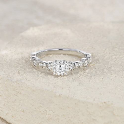 S925 Sterling Silver Cushion Cut Moissanite Ring for Women