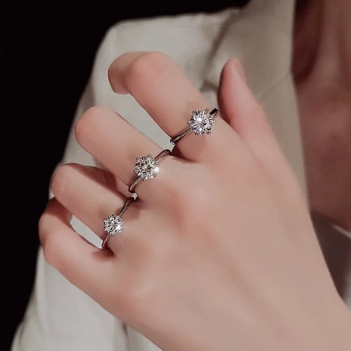 1 Carat Ring 925 Sterling Silver Wedding Rings For Women