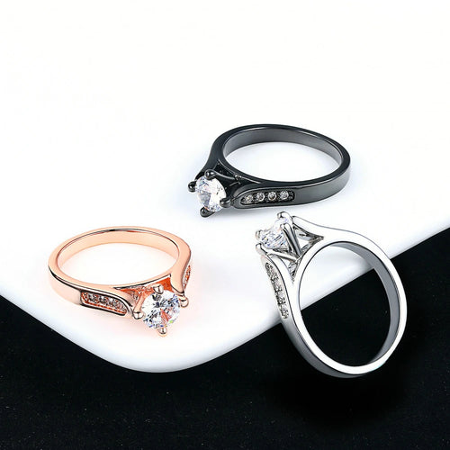Shiny Cubic Zirconia Women's Ring Engagement Promise Ring
