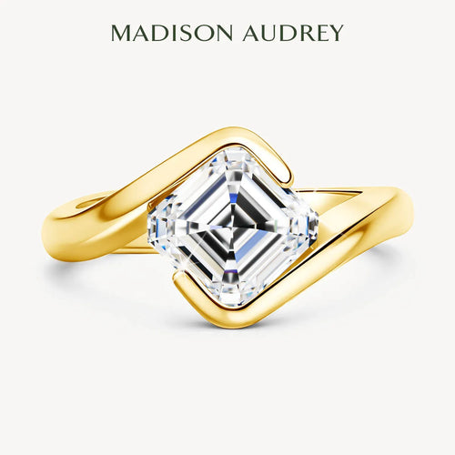 2ct Asscher Cut Moissanite ring 18k Gold plated for Women Asscher Cut