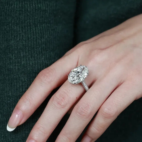 8CT Oval Cut All Moissanite Ring for Women