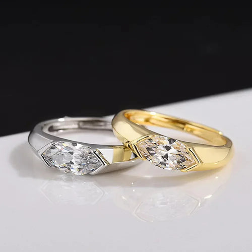 14K Gold Marquise Moissanite Diamond Ring Sterling Silver Party Wedding Band