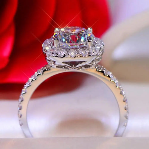 2CT D Color Moissanite Ring s925 Sterling Silver Brilliant Diamond Emerald