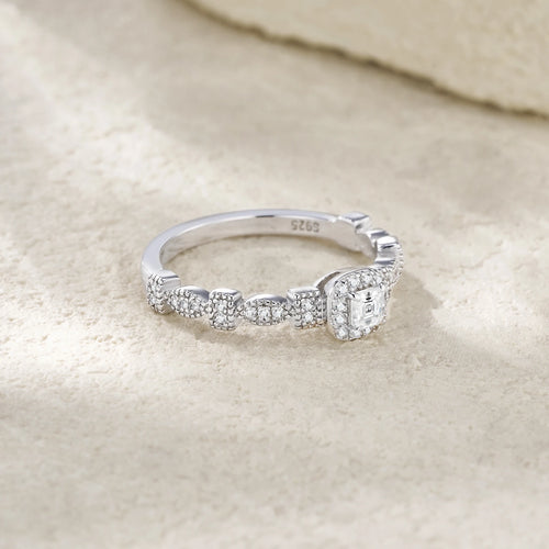 S925 Sterling Silver Cushion Cut Moissanite Ring for Women