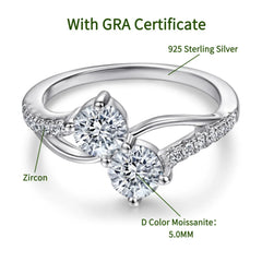 Moissanite 925 Silver Ring round for Women D Color Shining Moissanite Round cut