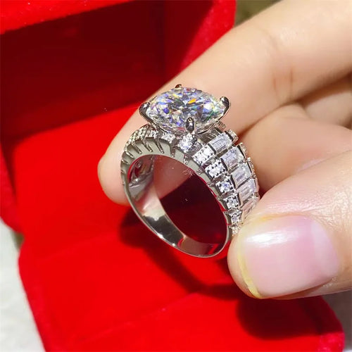 5ct D Color Moissanite Diamond Ring 925 Sterling Silver Party Wedding Band Rings